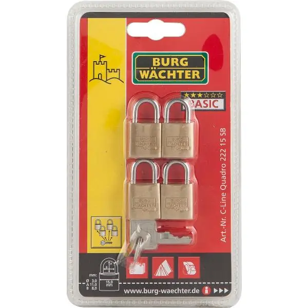 BURG-WÄCHTER Vorhangschlossset 222 Quadro gleischsperrend, 30 mm SB-4 Rabat