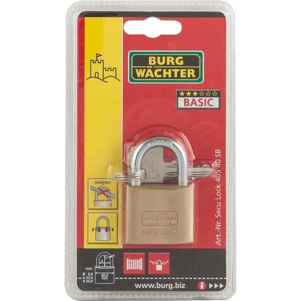 Wysoka jakość BURG-WÄCHTER Vorhangschloss 405, gleischsperrend, Sperre KA1, Breite 40 mm SB
