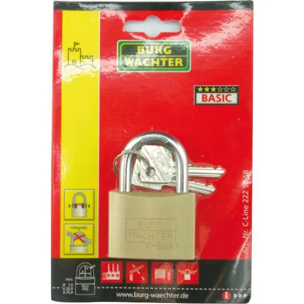 Oferta czasowa BURG-WÄCHTER Vorhangschloss 222 C-Line, 30 mm, verschiedensperrend SB