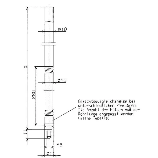BKS Treibriegelstange 9036, 1385 mm, m. Feder u. Gleitstopfen für oben, verzinkt Darmowy zwrot