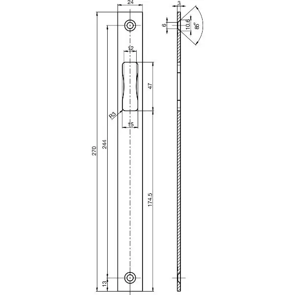 Wyjątkowa oferta BKS Schließblech B 9000 1046, 270 x 24 mm, nur Falle, flach eckig