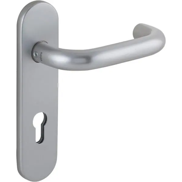 Promocja Drückerlochteil 1754 mit Kurzschild außen PZ 88 mm, rund, silber eloxiert