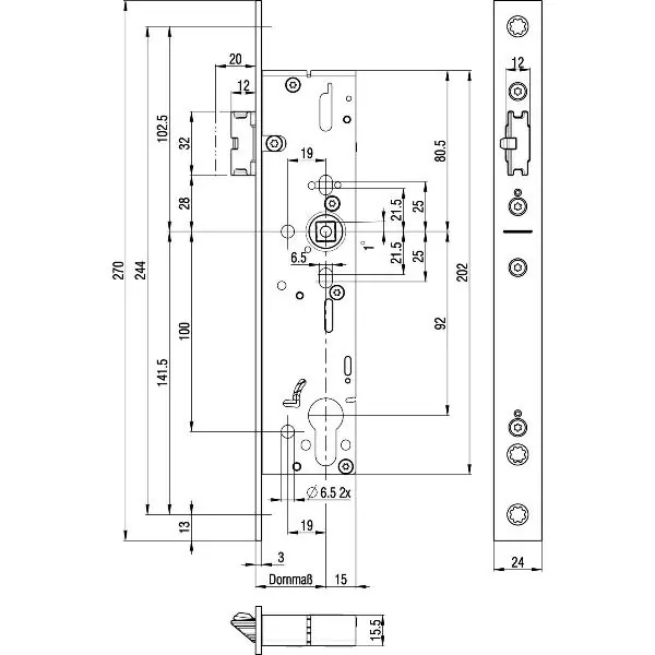BKS Fluchttürschloss 1911 2-flg. selbstverriegelnd, eckig,DM 45, Edelstahl Kup teraz