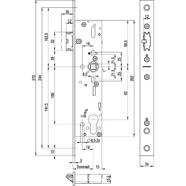 Promocja BKS Fluchttürschloss 1916 1-flg. selbstverriegelnd, eckig,DM 35,Edelstahl