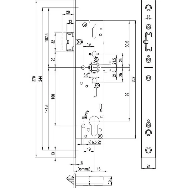 BKS Fluchttürschloss 1917 2-flg. selbstverriegelnd, eckig, DM 35,Edelstahl Kup teraz