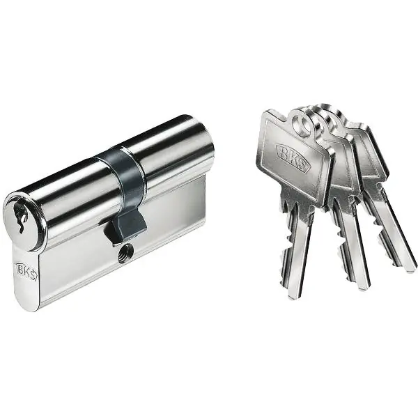 BKS Industriedoppelzylinder B-59 31/45 mm verschiedensperrend Messing vernickelt Nie przegap