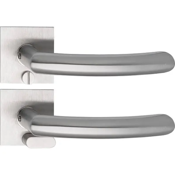 Zniżka SOLIDO Solo Drückergarnitur HELSINKI - Flachrosette eckig,WC Notöffner,Edelstahl