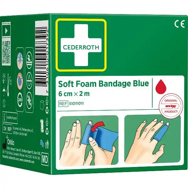 Zamów teraz CEDERROTH Soft Foam Bandage Rolle Farbe blau Länge 200 cm Breite 6 cm