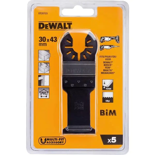 Hit sprzedaży DEWALT Multi Tool Sägeblatt DT 20723 Breite 30mm Länge 43mm (5 Stück)