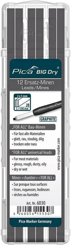 Nie przegap Zest.zapasowych wkładow do olowkow stolarskich BIG Dry FORALL Bau, grafit