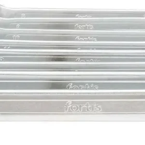 Zestaw 8 sztuk Stalowych Kluczy Płasko-Oczkowych Chromowane 8-19mm Zagięte Pierścień Fortis Tani