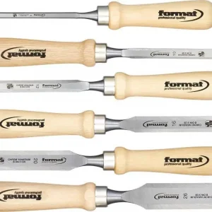 Ograniczona ilość Zestaw dłut płaskich z rękojeścią drewnianą, 6-częściowy FORMAT