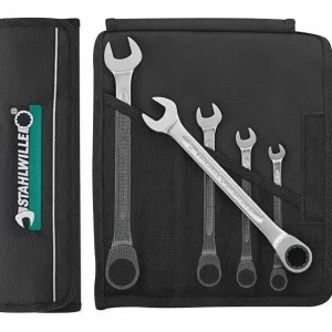 Super okazja Zestaw kluczy z grzechotką prostych 8-19mm 5-częściowy w zwijanym etui Stahlwille
