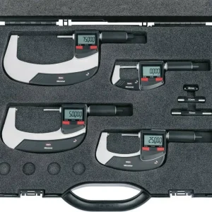 Ostatnie sztuki Zestaw mikrometrów zewnętrznych IP65 cyfrowych 0-100mm MAHR