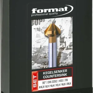 Zestaw pogłębiaczy stożkowych TiN, kształt C, 90°, 6,3-20,5mm FORMAT Do wyczerpania zapasów