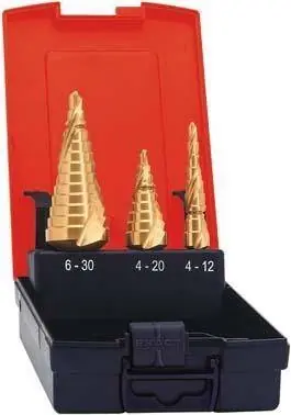 Zestaw wierteł stopniowych HSS TiN, z rowkiem spiralnym 4-30mm FORMAT Nowy