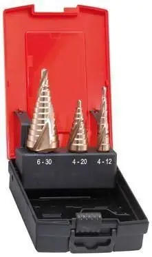 Zestaw wierteł stopniowych HSS z rowkiemspiralnym 4-30mm FORMAT Wysoka jakość