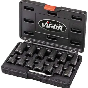 Dostępne od ręki Zestaw wykrętaków do śrubz rowkiem spiralnym 1/2" 34mm, z wybijakiem, 14-częśc. 6-19mm w waliz.