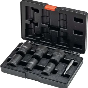 Zestaw wykrętaków do śrubz rowkiem spiralnym 1/2" z wybijakiem, 7 -częśc. 21-32mm w walizce Darmowy zwrot