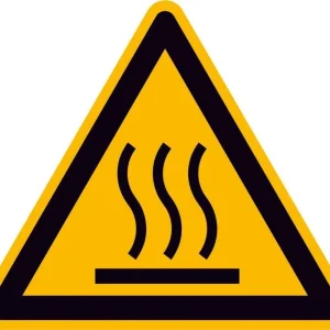 Znak ostrzeg., folia 10szt., Ostrzezenie przed go raca powierzchnia, dl. b oku 50mm Niska cena