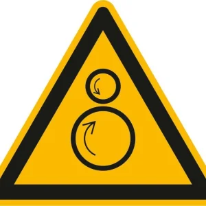 Znak ostrzeg., folia, "Ostrzez. przed niebezp. wciagniecia reki", dl. boku 100mm Bezpieczne zakupy