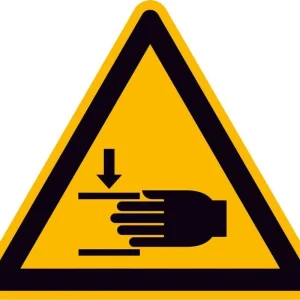 Znak ostrzeg.,alum., wytlacz., Ryzyko skaleczenia rak, dl. boku 200mm Nie przegap