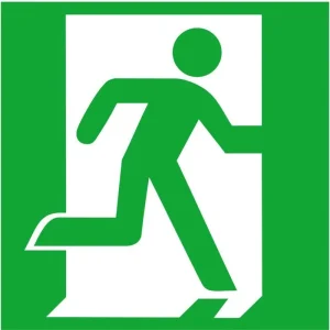 Znak ratunk. 150x150 mm,alum. Znak ratunk. Droga ewakuac. z prawej Tylko dziś