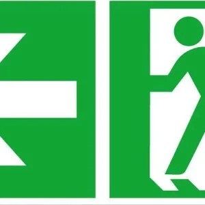 Znak ratunk. 300x150mm, alum., Droga ewakuac. z lewej Obniżka ceny