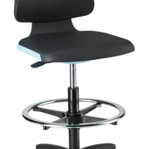 Taniej Krzeslo Labsit 4, niebieskie, imit.skory, na kolkach