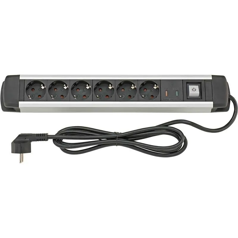 Zamów teraz Listwa zasil.z 6 gniazd. H05VV-F3G1,5 1,6m aluminium FORTIS