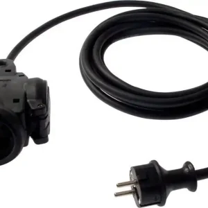 Nowy Listwa zasilająca z 3 gniazdami, 230 V, z pełnej gumy