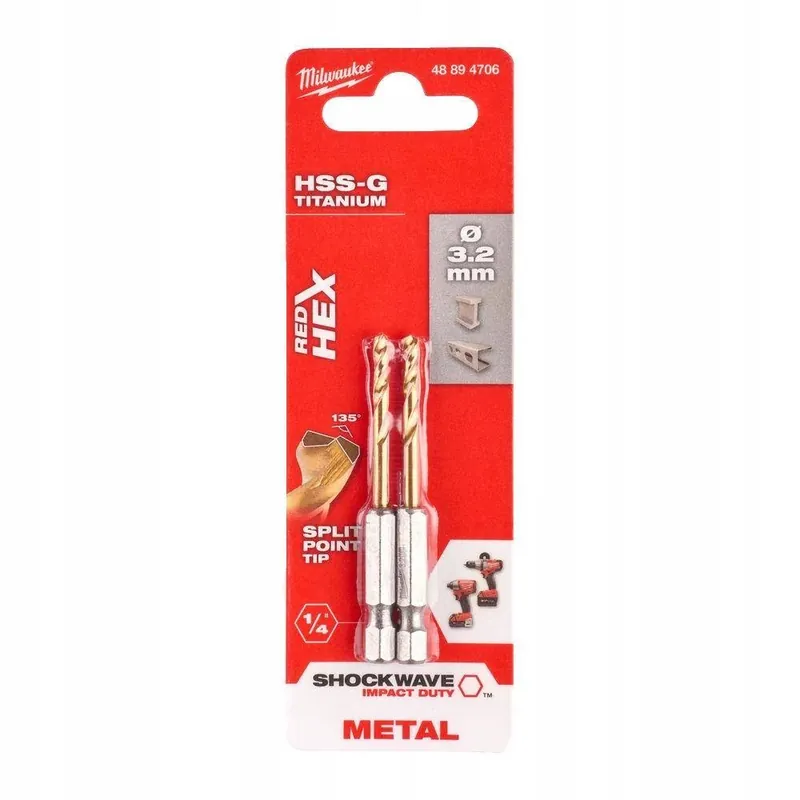 Zamów dziś Milwaukee Wiertła do metalu Shockwave HSS-G Tin RED HEX
