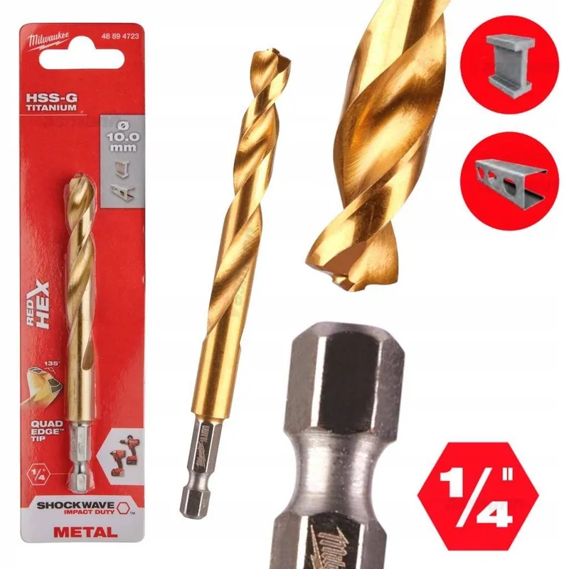 Tylko do końca tygodnia MILWAUKEE WIERTŁO DO METALU HSSG TIN RED HEX 10mm
